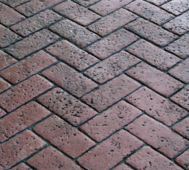 Red brick design of stamped concrete. 