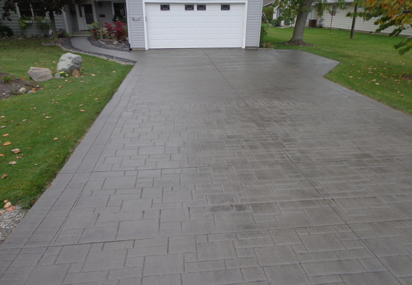 Photo of a stamped and stained driveway in Mason, Michigan